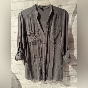 Express Grey Button Down
